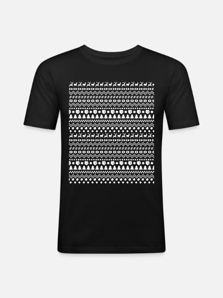 Christmas knitting pattern - Men's Slim Fit T-Shirt - black