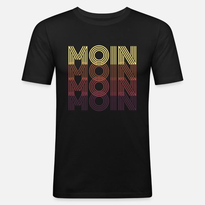 Moin Moin - Männer Slim Fit T-Shirt - Schwarz