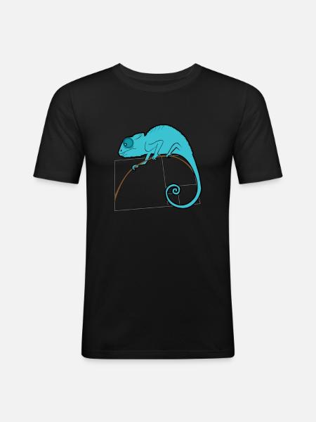 Fibonacci chameleon - golden ratio - Men's Slim Fit T-Shirt - black