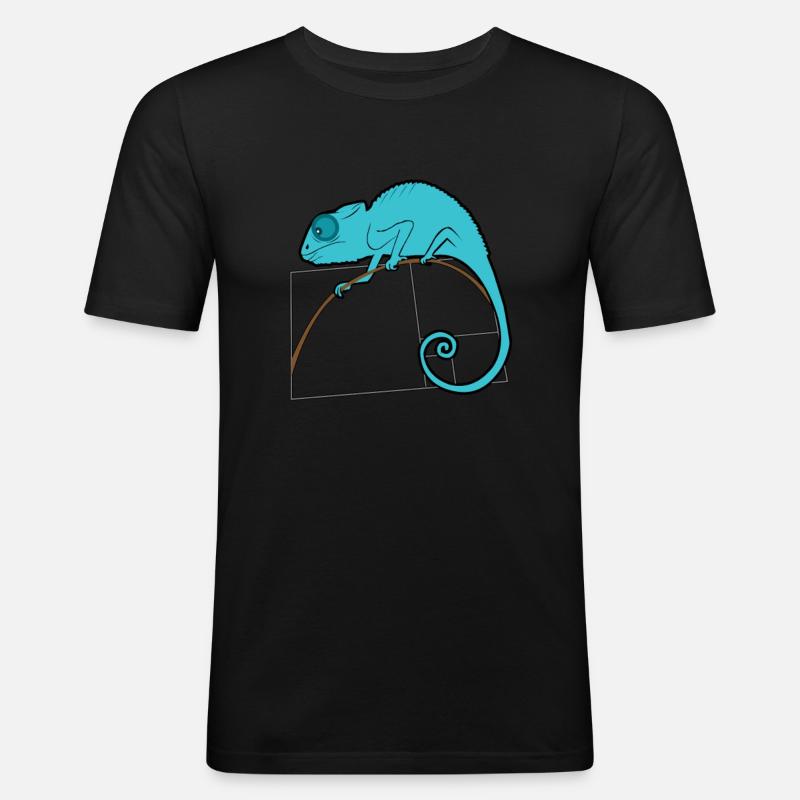 Fibonacci Chamäleon - Goldener Schnitt - Männer Slim Fit T-Shirt - Schwarz
