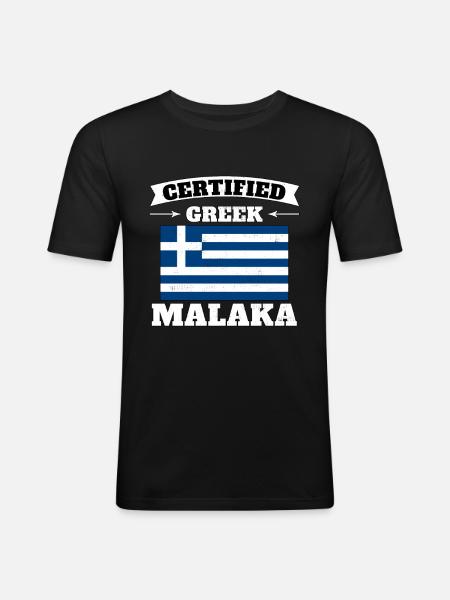 Malaka - Certified Greek - Men's Slim Fit T-Shirt - black