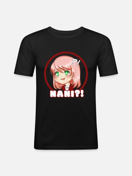 Anime fille disant nani - T-shirt près du corps Homme - noir