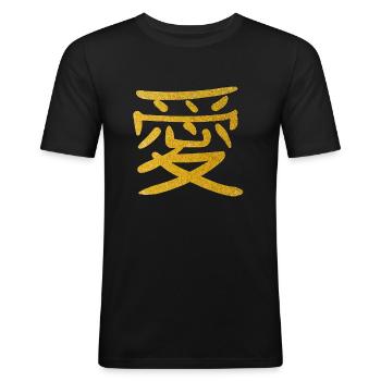 Japonais pour cadeau d'icône de signe kanji d'amour - T-shirt près du corps Homme - noir - Devant - Nik (191cm)