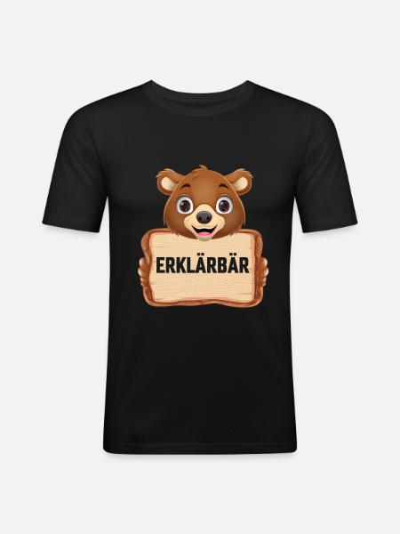 Erklärbär - Männer Slim Fit T-Shirt - Schwarz
