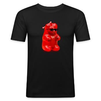 cooler Gummibär mit Sonnenbrille - Männer Slim Fit T-Shirt - Schwarz - Vorne - Nik (191cm)