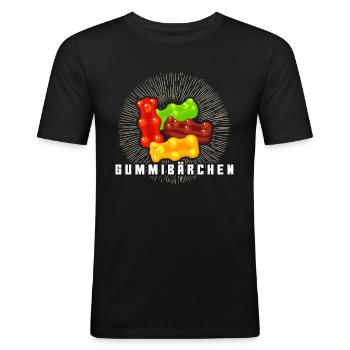 Gummibärchen - Männer Slim Fit T-Shirt - Schwarz - Vorne - Nik (191cm)