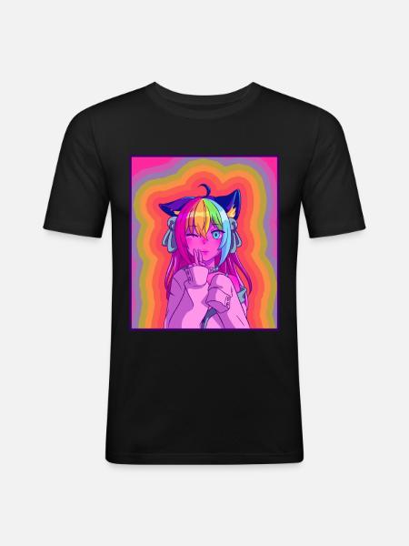 Kidcore Aesthetic Kawaii Anime Girl 90s Nostalgia - Men's Slim Fit T-Shirt - black