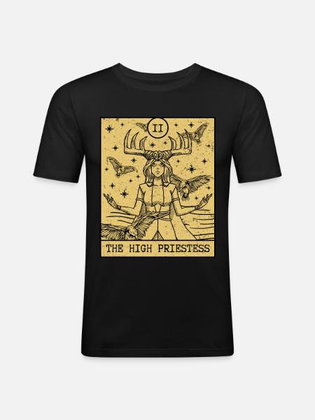 Tarot Card Aesthetic The High Priestess Occult - Men's Slim Fit T-Shirt - black