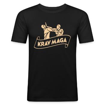 Autodéfense Krav Maga - T-shirt près du corps Homme - noir - Devant - Nik (191cm)