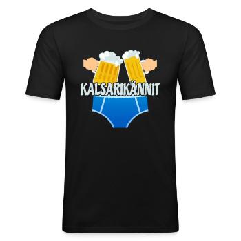 Kalsarikännit boire en sous-vêtements - T-shirt près du corps Homme - noir - Devant - Nik (191cm)