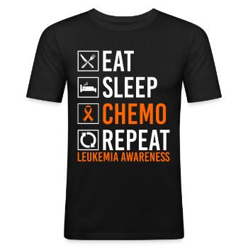 Leukämie-Bewusstsein Essen Schlafen Chemo Wiederho - Männer Slim Fit T-Shirt - Schwarz - Vorne - Nik (191cm)