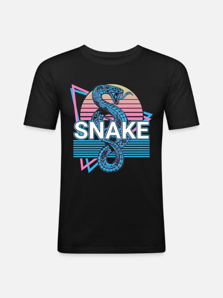 Snake Retro Gift - Men's Slim Fit T-Shirt - black
