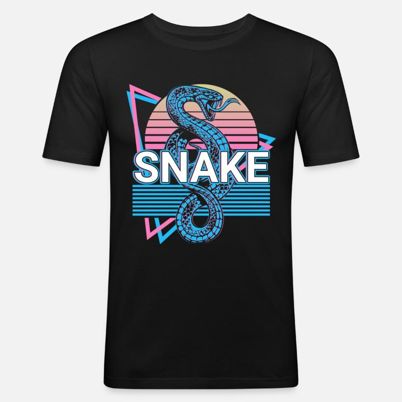 Schlange Retro Geschenk - Männer Slim Fit T-Shirt - Schwarz
