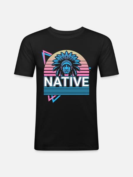 Indian Retro - Men's Slim Fit T-Shirt - black