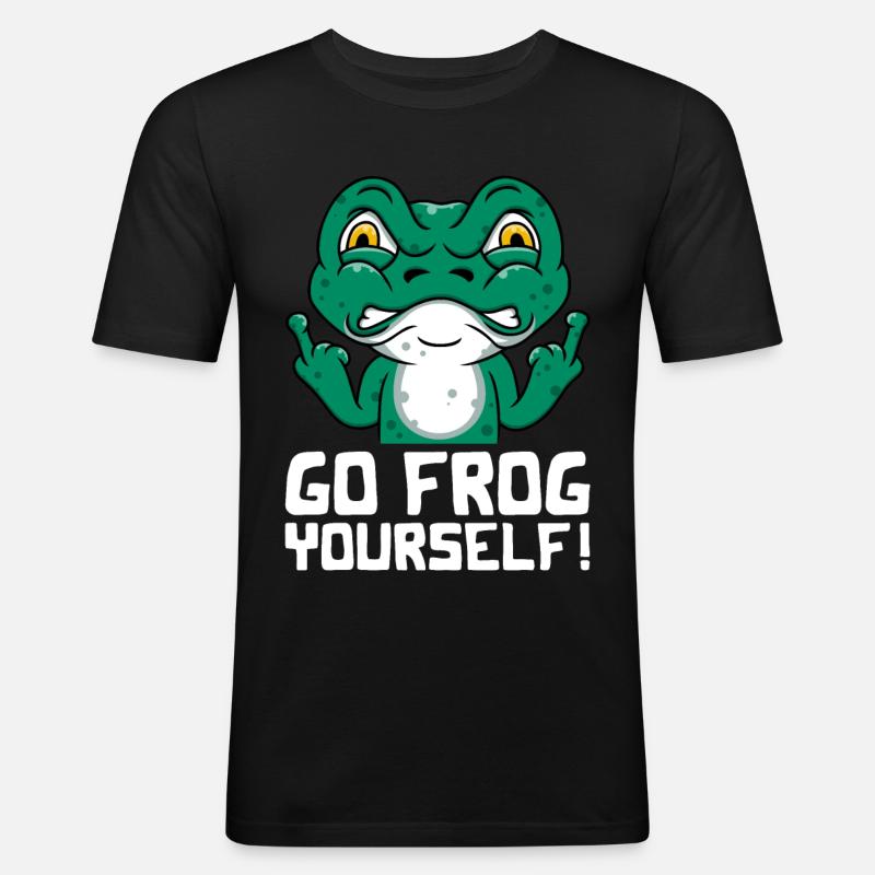 Funny frog Go Frog Yourself! - Men's Slim Fit T-Shirt - black