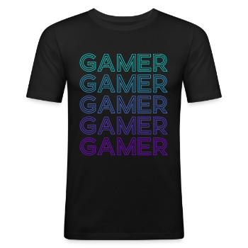 Jouer - T-shirt près du corps Homme - noir - Devant - Nik (191cm)