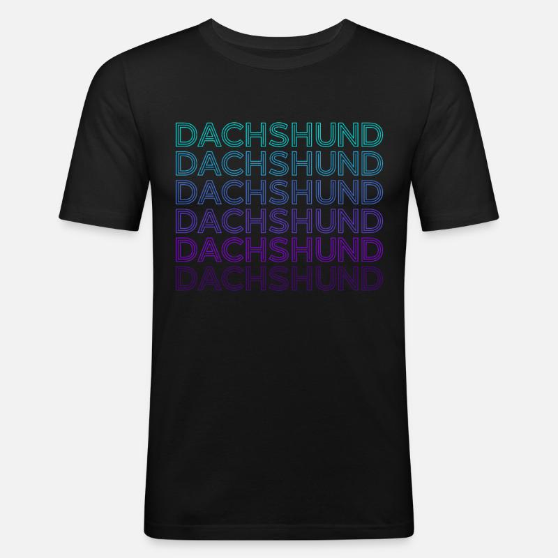 Dackel Retro - Männer Slim Fit T-Shirt - Schwarz