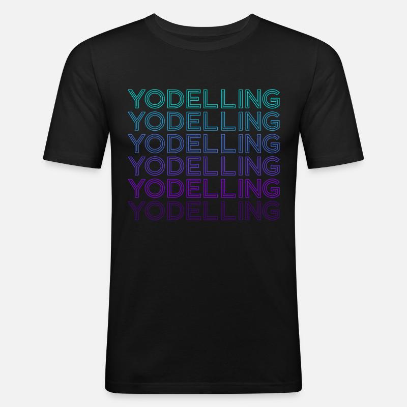 Jodel-Retro - Männer Slim Fit T-Shirt - Schwarz