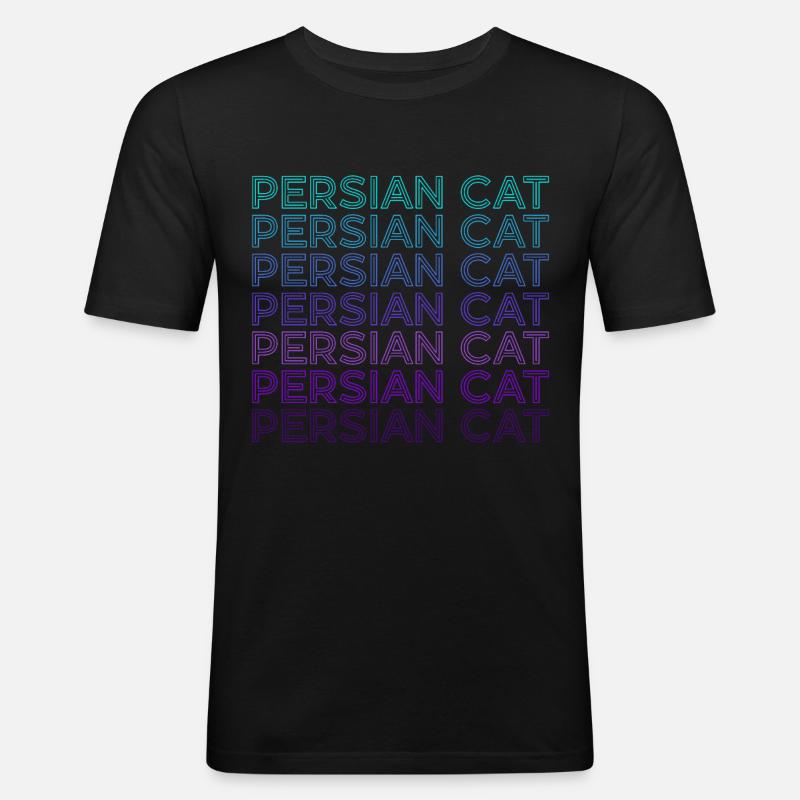 Perserkatze Retro - Männer Slim Fit T-Shirt - Schwarz