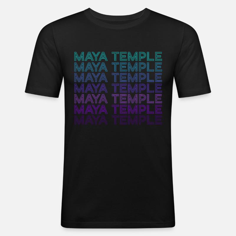 Maya-Tempel Antike Maya-Pyramide Azteken Retro - Männer Slim Fit T-Shirt - Schwarz