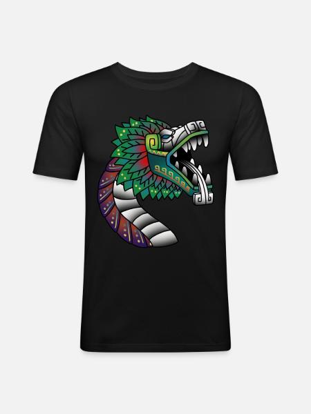 Quetzalcoatl Ancient Aztec feathered snake - Men's Slim Fit T-Shirt - black