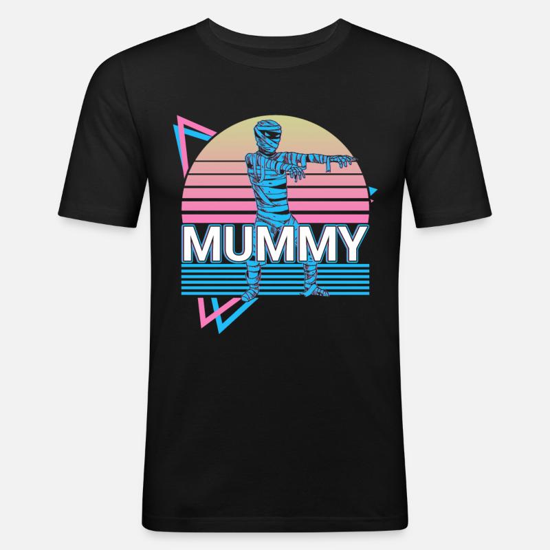 Mumie Halloween Retro Geschenk - Männer Slim Fit T-Shirt - Schwarz
