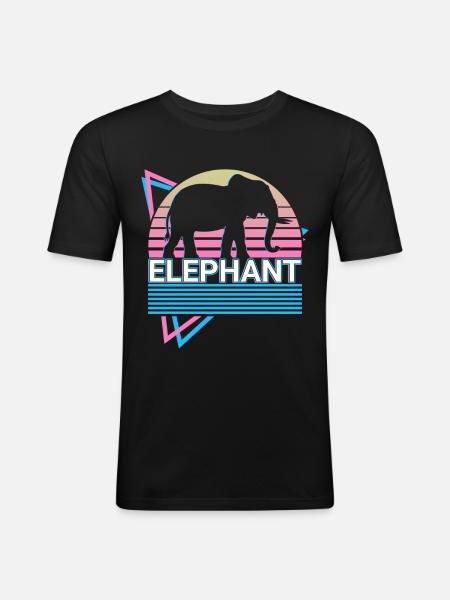 Elefant Retro Geschenk - Männer Slim Fit T-Shirt - Schwarz