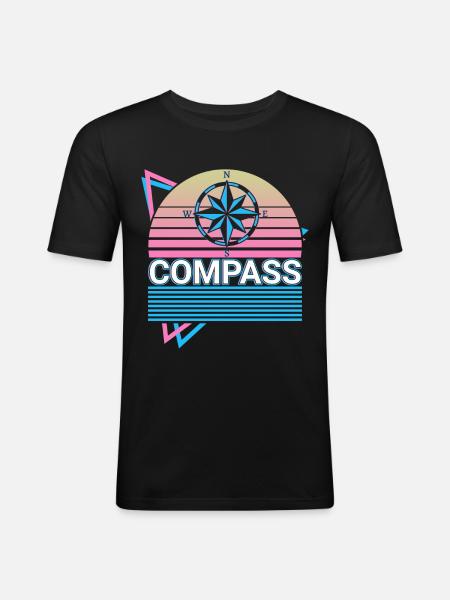 Compass Retro Cadeau - T-shirt près du corps Homme - noir