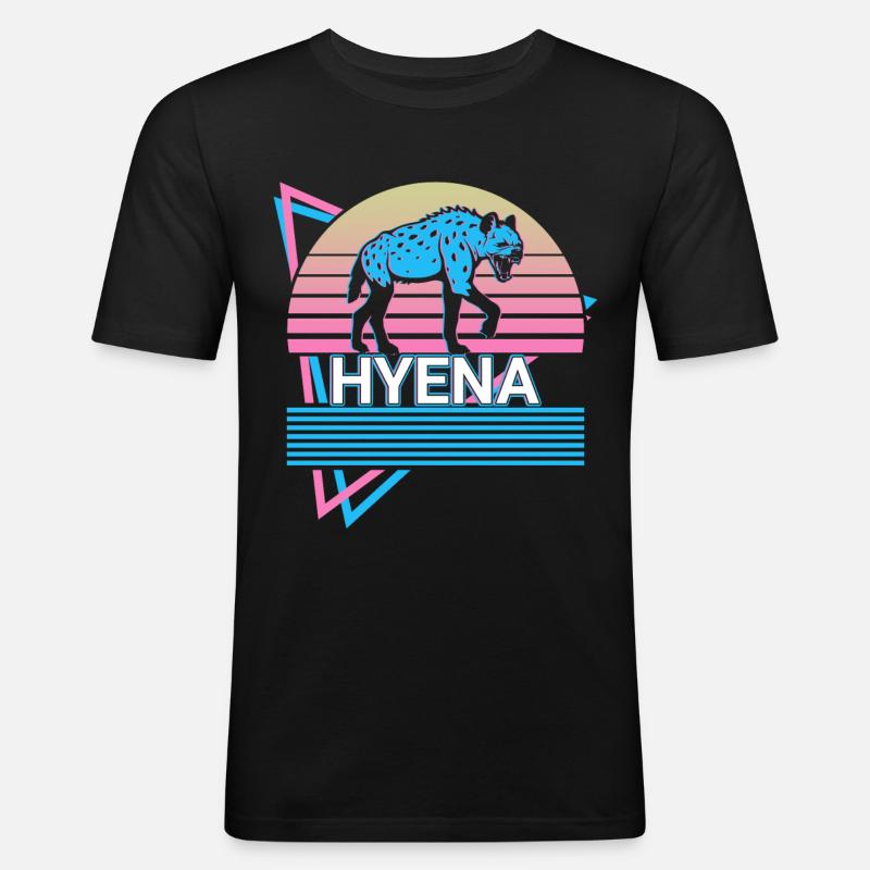Hyäne Retro Geschenk - Männer Slim Fit T-Shirt - Schwarz