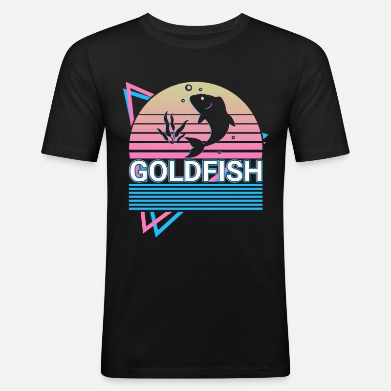 Goldfisch Retro Geschenk - Männer Slim Fit T-Shirt - Schwarz