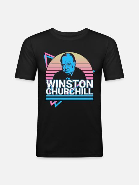 Winston Churchill Retro Gift - Men's Slim Fit T-Shirt - black