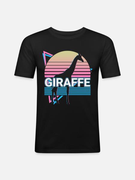 Giraffe Retro Gift - Men's Slim Fit T-Shirt - black