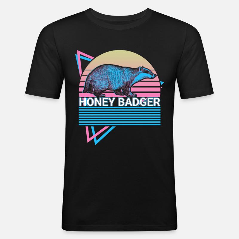 Honigdachs Retro-Geschenk - Männer Slim Fit T-Shirt - Schwarz