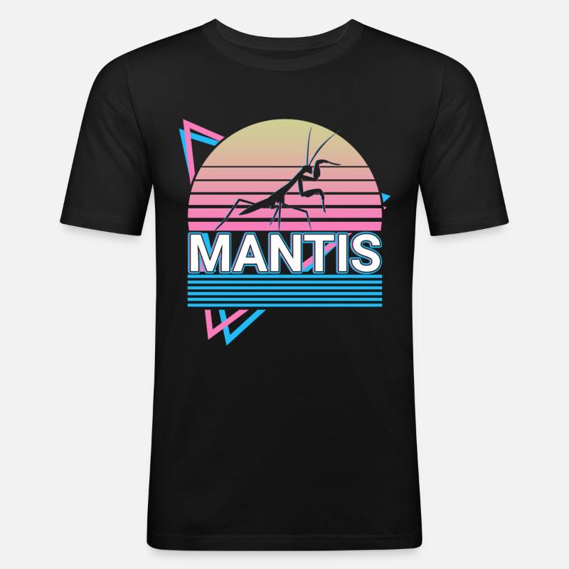 Gottesanbeterin Gottesanbeterin Retro Geschenk - Männer Slim Fit T-Shirt - Schwarz