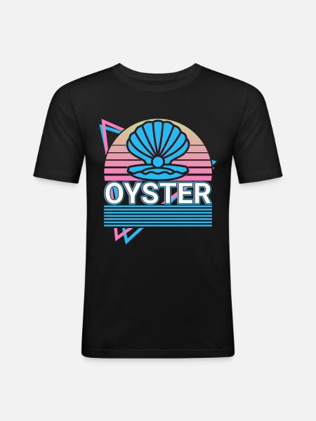 Oyster Pearl Bowl Retro Gift - Men's Slim Fit T-Shirt - black