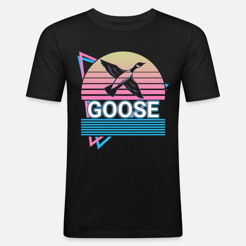 Gans Retro Geschenk - Männer Slim Fit T-Shirt - Schwarz