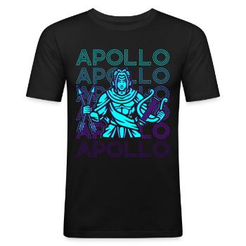 Apollon Dieu Grec Grèce Antique Rétro - T-shirt près du corps Homme - noir - Devant - Nik (191cm)