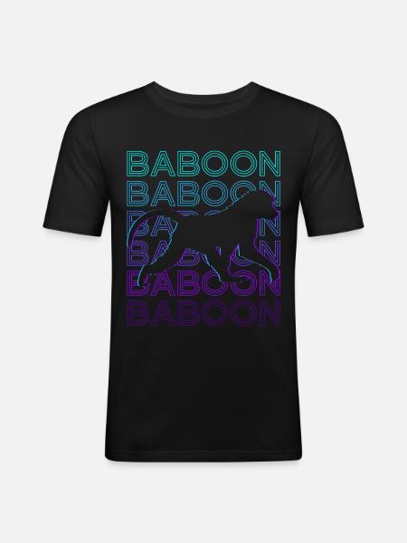 Baboon Retro Gift - Men's Slim Fit T-Shirt - black