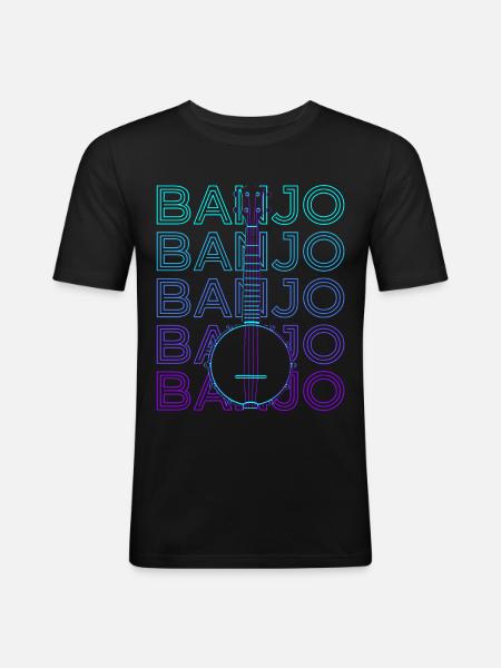 Banjo Guitar Retro Gift - Men's Slim Fit T-Shirt - black