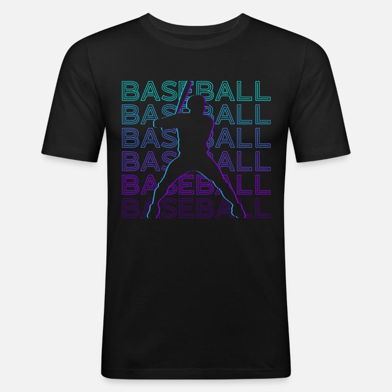Baseballspieler Retro Geschenk - Männer Slim Fit T-Shirt - Schwarz