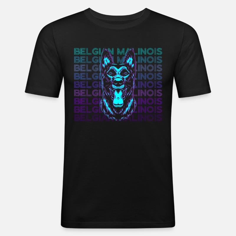 Belgischer Malinois Retro Geschenk - Männer Slim Fit T-Shirt - Schwarz