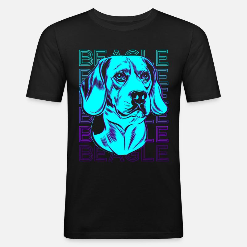 Beagle Retro Geschenk - Männer Slim Fit T-Shirt - Schwarz