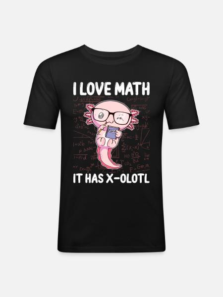 Funny Math Kawaii Axolotl Gift - Men's Slim Fit T-Shirt - black