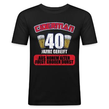 Ciderman 40 Jahre Geburtstag Apfelwein Äppelwoi - Männer Slim Fit T-Shirt - Schwarz - Vorne - Nik (191cm)