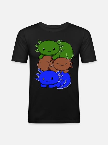 Sapiosexual Flag Axolotl Pile Kawaii - Men's Slim Fit T-Shirt - black