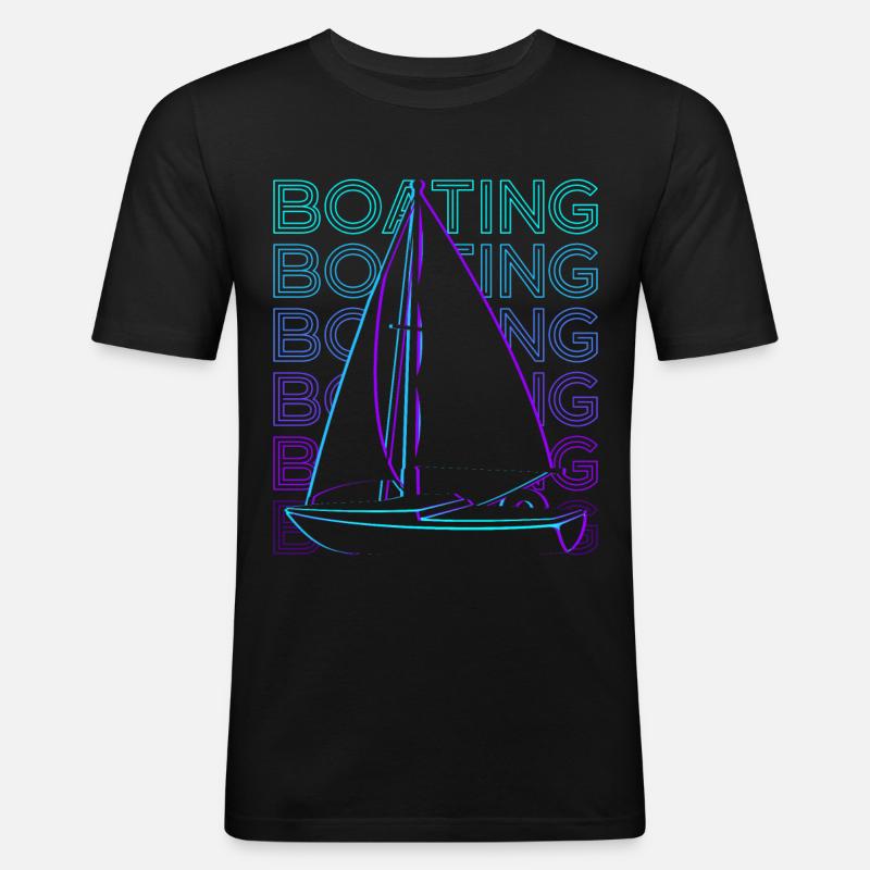 Bootfahren Segelboot Retro Geschenk - Männer Slim Fit T-Shirt - Schwarz