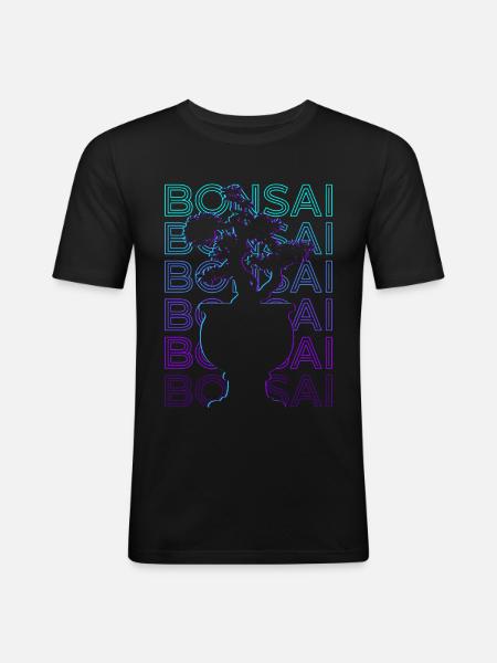 Bonsai Tree Retro Gift - Men's Slim Fit T-Shirt - black