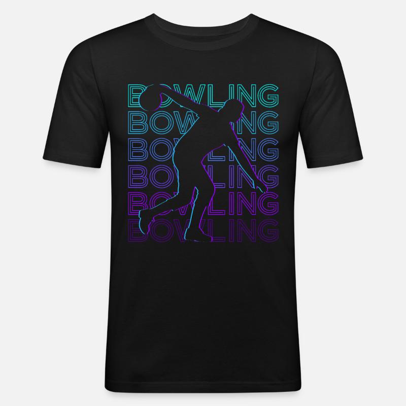 Bowling Bowler Retro Geschenk - Männer Slim Fit T-Shirt - Schwarz