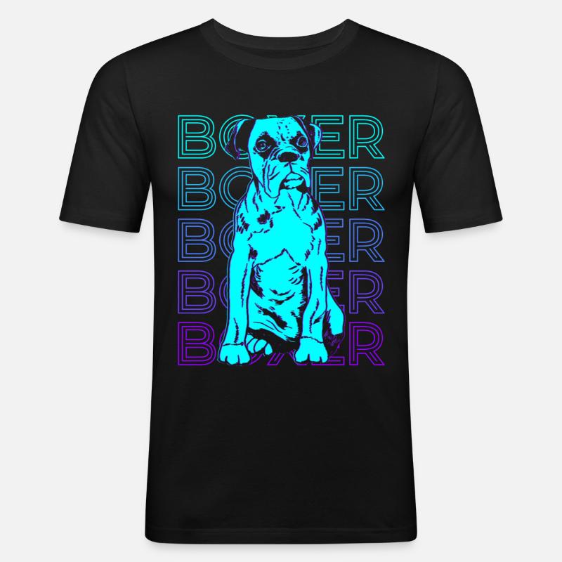 Boxer Hund Retro Geschenk - Männer Slim Fit T-Shirt - Schwarz