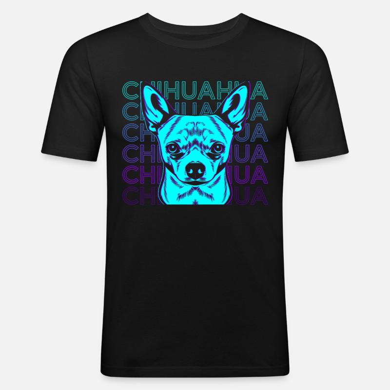 Chihuahua Retro Geschenk - Männer Slim Fit T-Shirt - Schwarz
